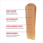 Zinc Oxide, Octinoxate, Hyaluronic Acid, Iron Oxides in sunscreen formula -Vos Collection