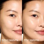 UV Daily Tinted before and after application showing radiant, even skin tone -Vos Collection
